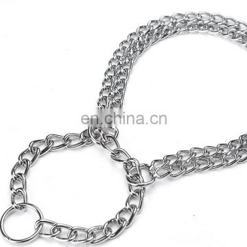 Adjustable double-row chain collar chrome pet supplies dog collar