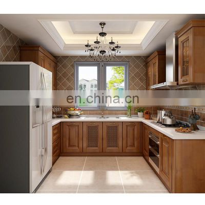 Solid wood kitchen cabinet with quartz countertop
