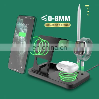 Multifunctional foldable fast charging station dock qi 4 in 1 wireless charger 15w