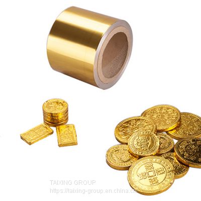 8011  golden aluminium foil for chocolate coins wrapping