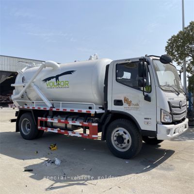The 8T capacity Sewage suction truck adopts a Foton 4 * 2 chassis