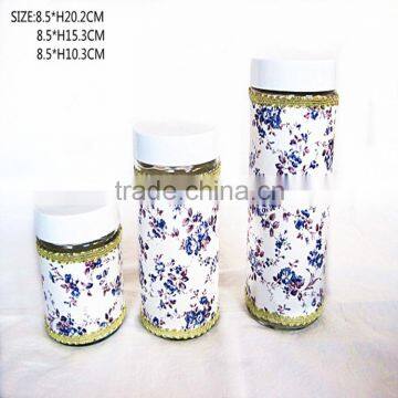 cloth wrapped glass jar set for food storage