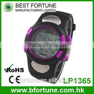 LP1365 plastic case LCD stainless steel Case back Pedometer crane sports heart rate monitor sports watch