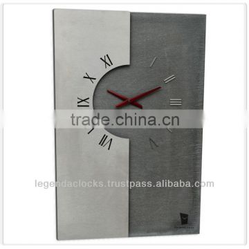 Decorative concrete wall clock, unique clock with reinforced concrete and stainless steel