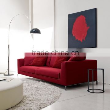Living room modern elegant fabric red sofa