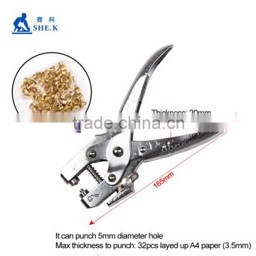 Multi function hole punch eyelet pliers