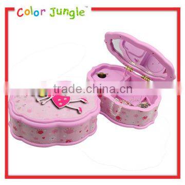 Manually wind-up plastic music box with mirror jewelry music box