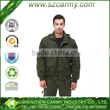 100% cotton M65 Men's Military combat multi-function Jacket with dismountable sleeve and hoodie