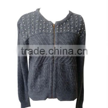 2014-2015 new design cardigan sweater with the bead embellishment for lady