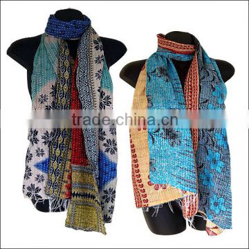India Long Hand kantha embroidery Scarf Stole Wrap Shawl
