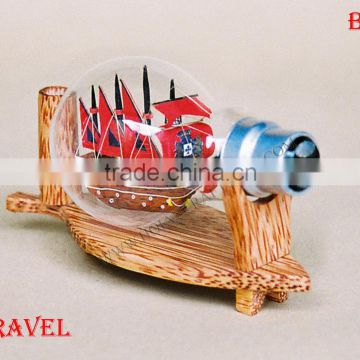 CARAVEL SHIP IN LIGHT BULB, UNIQUE GIFT - WOODEN HANDICRAFTS
