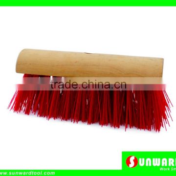 Round Wooden Block Scavenger Broom with Single Tapered Handle Hole,270mm