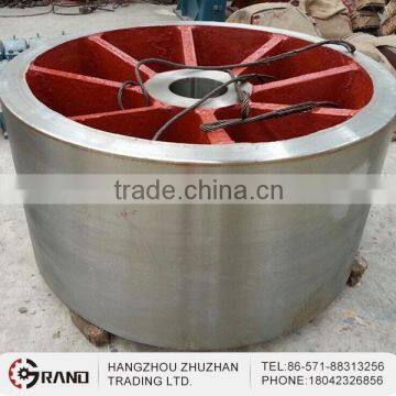 cement machinery spare parts steel casting support roller bearing with shaft