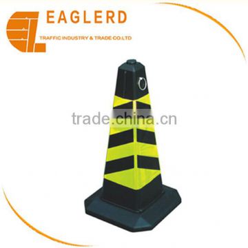 75cm PE square traffic cone black and yellow road cone