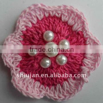 handmade crochet flower with beads /handicraft flower motif