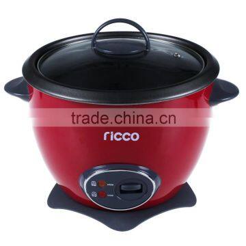 popular drum shape red rice cooker with glass lid and non-stick coating pot