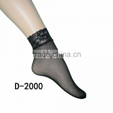 Lace opening ultra thin nylon fishnet ankle socks for girls