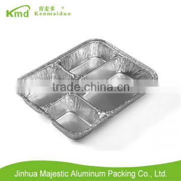 Three Divided aluminum foil food container for fast food packaging