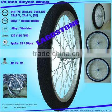 24 Inch Bicycle wheel (24x2.125 , 24x1.75, 24x21/2, 24x13/4)
