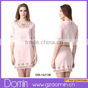 Fashion Baby Pink Embroidery Women Top