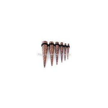 Brown Leopard Ear Stretchers Tapers Hot Transfer 0 Guage For Female