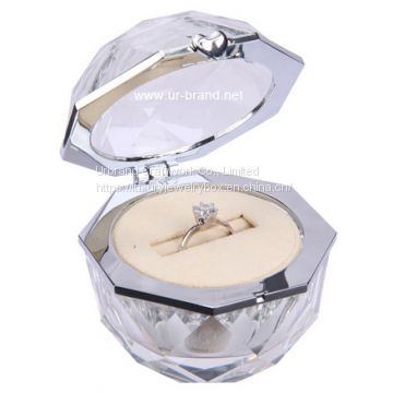Custom glass diamond ring box crystal wedding ring jewelry box for Valentine's Day gifts