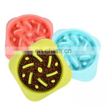 Anti choke plastic ABS colorful eating slow feeder dog bowl