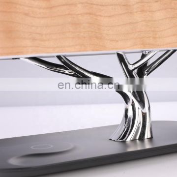 5W wooden bedroom Desk Touch Led Wireless Charging table Lamp With Bluetooth Speaker indoor