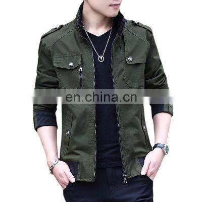 Factory custom wholesale men's autumn and winter casual jackets plus velvet thickening Korean tooling washed cotton jacket