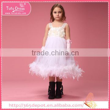 Pink and yellow gored long party dress with high lines for young girl