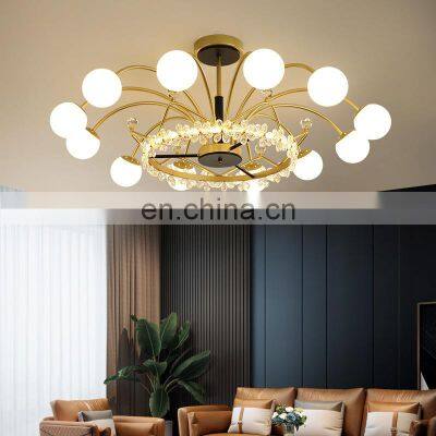 Modern Simple Round LED Pendant Light Crystal Glass Indoor Chandelier for Hotel Living Room Bedroom