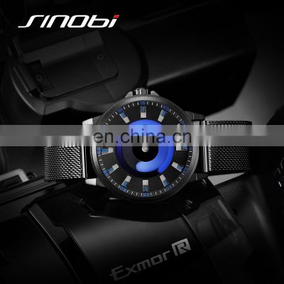 SINOBI  Men Brand Stylish Quartz Watch For Mens Luxury Watch Creative Whirlpool Dial Original Design Watches Montre