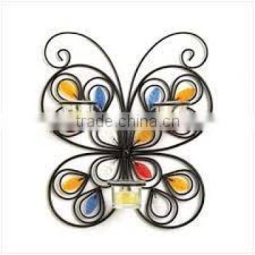 Home Decor Metal Wall Art Butterfly Candle Holder Colorfull