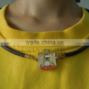 golden emirati falcon necklace PU leather chain