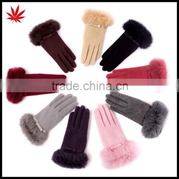 2016 new gloves female winter lovely han edition rabbit wool gloves with velvet thickening ms students warm gloves