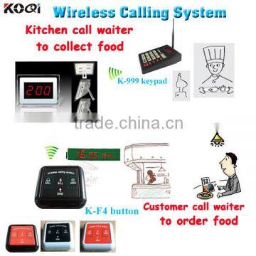 Smart Wireless Restaurant Order Kitchen Equipment K-999+K-200CD+K-F4 Waiter Calling System