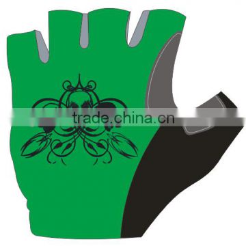 Green skull 2015 hot sales safety gloves Sports Gloves Breathable gloves Half Finger gloves cycling gloves Bicycle gloves