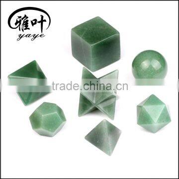 7pcs Greeen Aventurine Sacred Geometry&Platonic Solids with Merkaba Stars