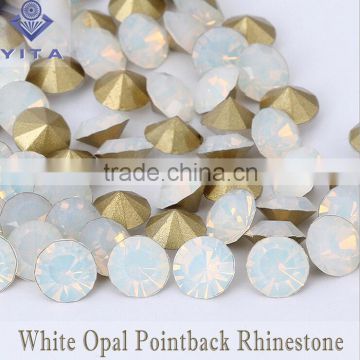 opal color rhinestone ,opal white color chaton,pointed back rhinestone for wedding clothes