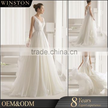 New Luxurious High Quality a-line high collar wedding dress