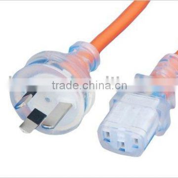 SAA power supply cord with SAA clear plug