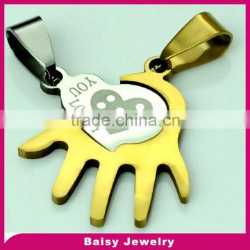 Popular Fashion 316l stainless steel couples pendants gold
