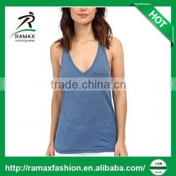 Ramax Custom Women Solid Deep V Neck Tank Top with Side Pocket