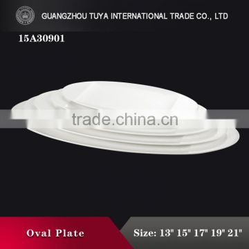 Hot sale cheap stock ceramic oval plate.
