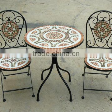 Set of 3pcs outdoor mosaic bistro set table