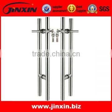 JINXIN stainelss steel glass door handle with lock