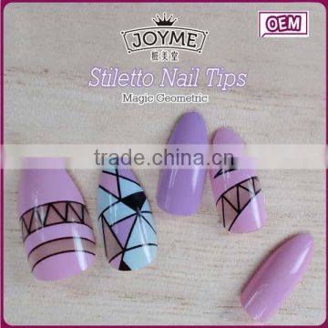 Yiwu Factory Hot Sale Stiletto Nail Tip Magic Geometric Glue Applicator Tip Artifical Finger Nails