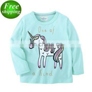 2019 NEW Unicorn Blue Toddler Girls Shirts Letter Print  Wholesale Boys Clothing