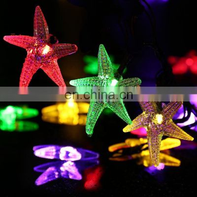 Christmas decorative night light starfish shape led solar waterproof string lights