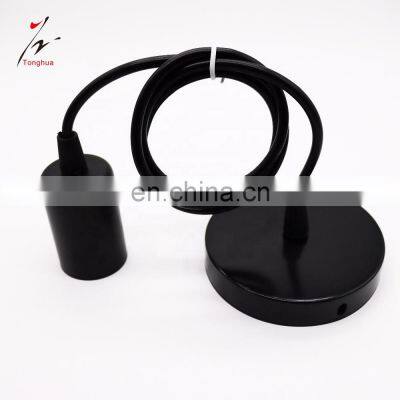 Toghua Vintage Simple DIY Lamp Set Black E26 E27 Iron Lamp Holder Round Braided Electrical Wire Indoor Ceiling Lighting